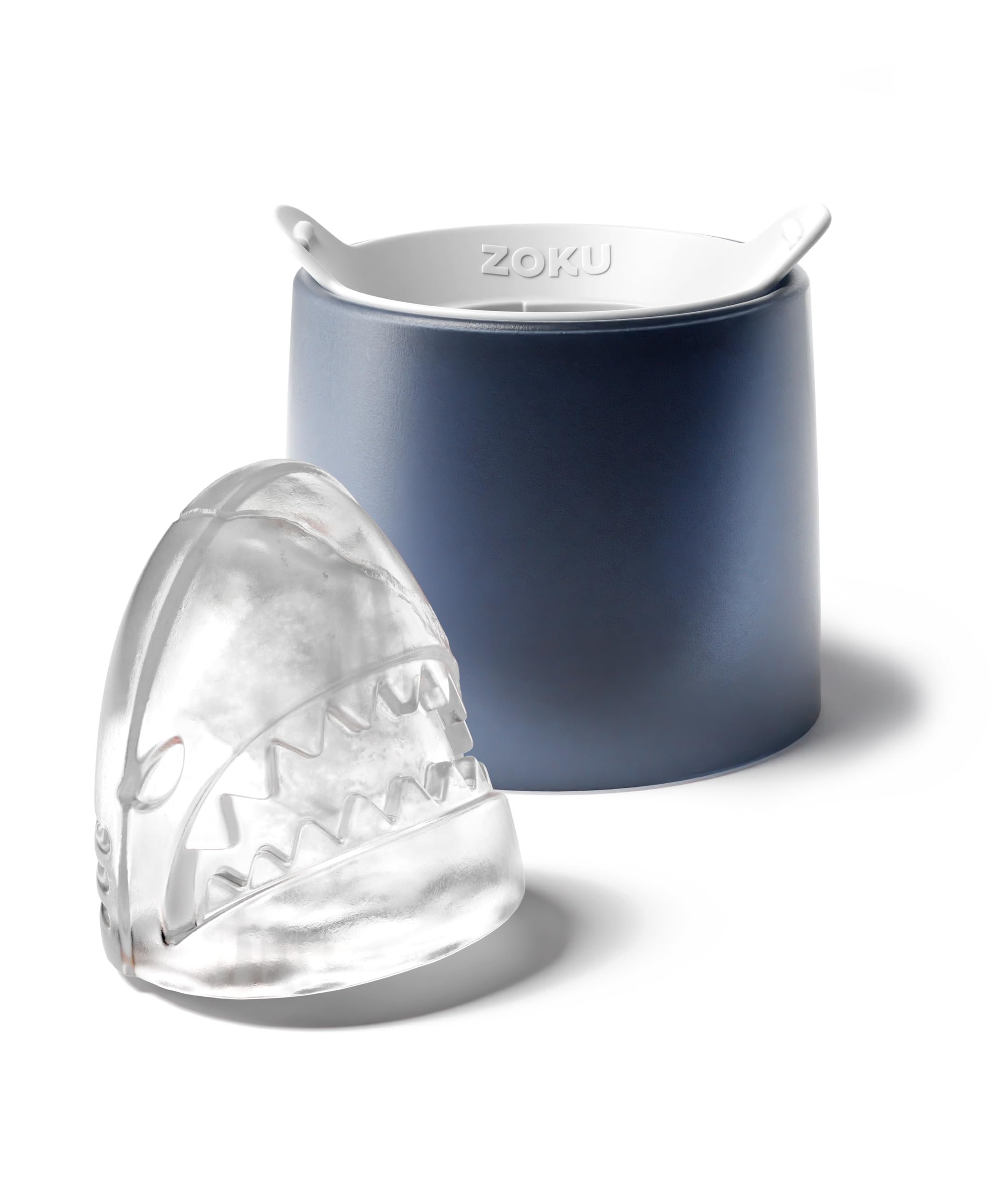ZOKU Shark silicone molds easy-release for rapid ice ball removal.