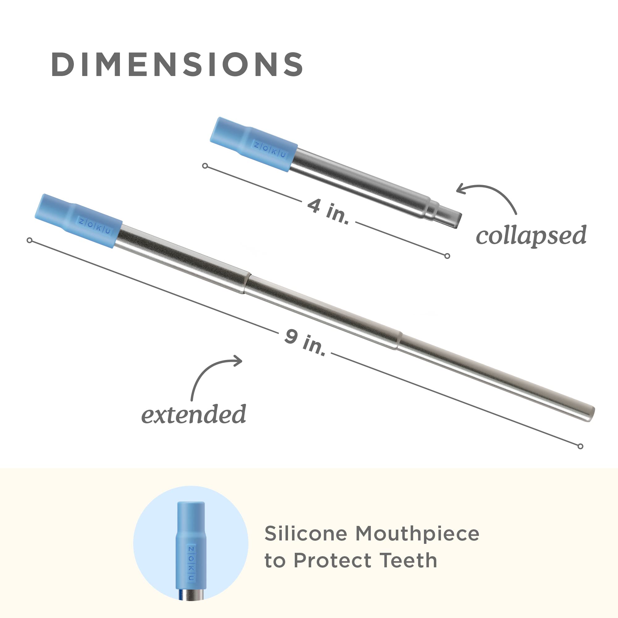 ZOKU blue straw silicone tip for comfortable sipping