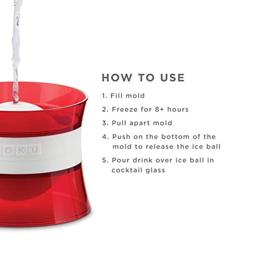 ZOKU stackable ice-ball mold set for space-saving freezer storage.