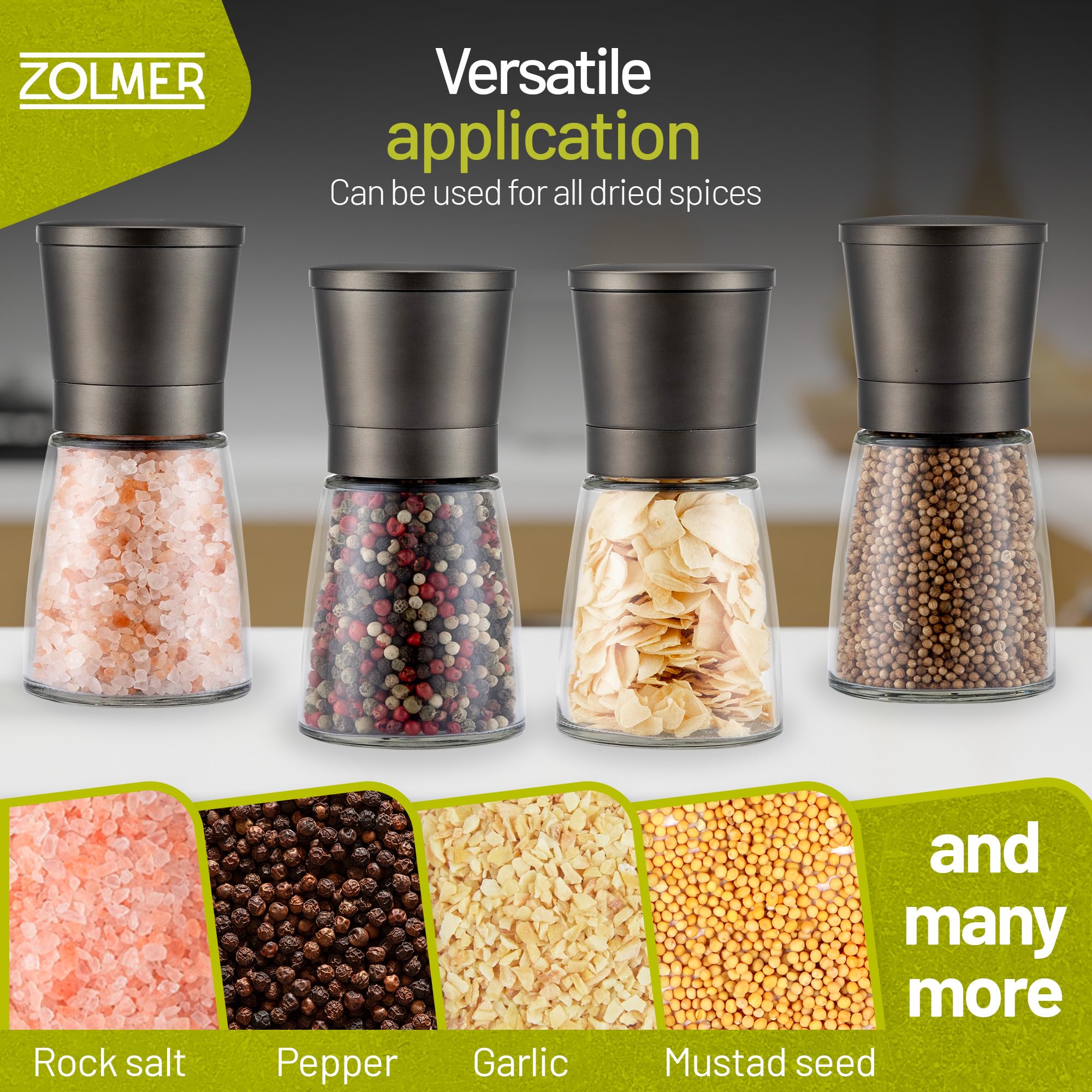 ZOLMER airtight lid sealing detail preserves spice aroma between uses