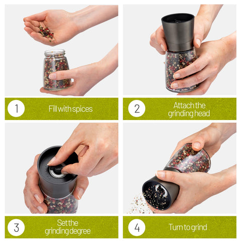 ZOLMER dishwasher-safe glass container ensures easy cleanup after spice changes