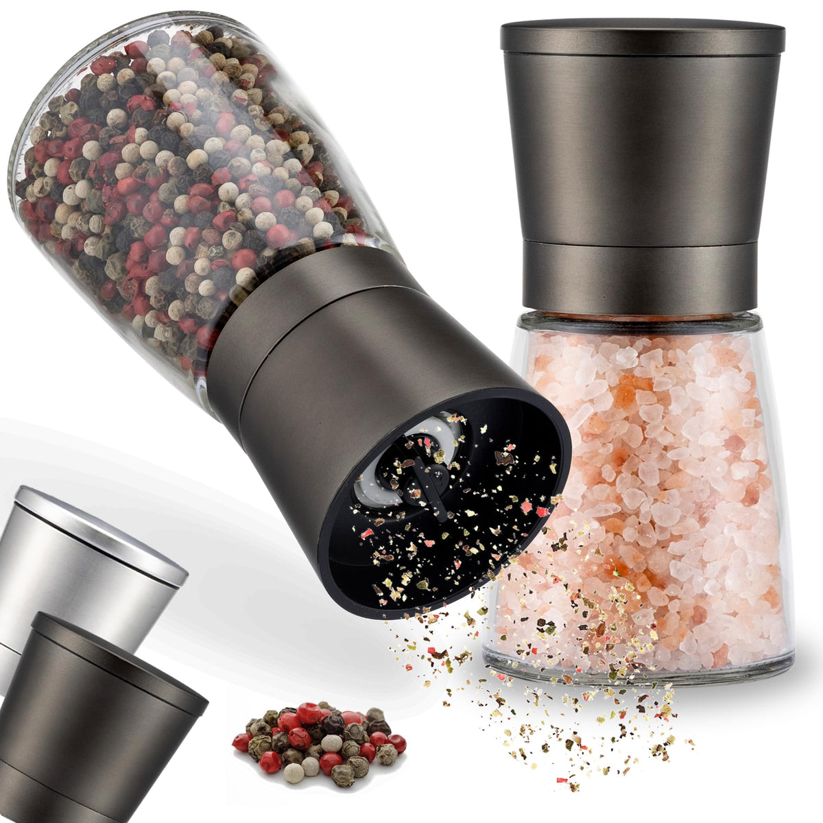 ZOLMER premium grinder front view with stainless steel body and glass chamber for freshness