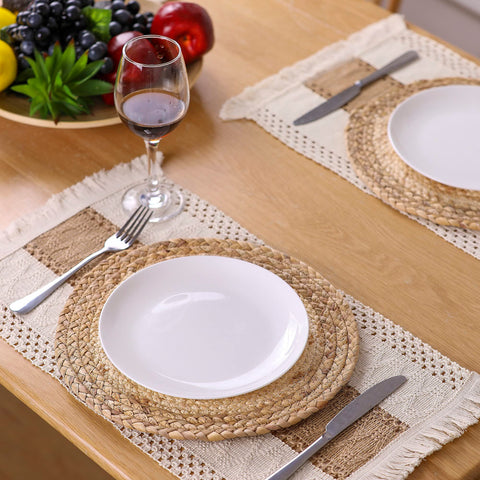 Zology placemats arranged on a dining table for a rustic setup.