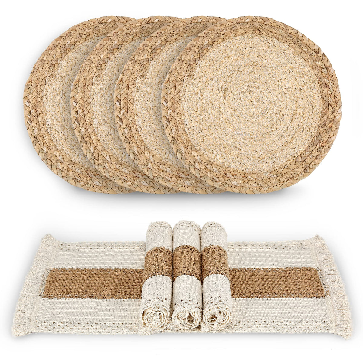 Zology square placemats, 11.8x19.6 inches, protect table with rustic charm.