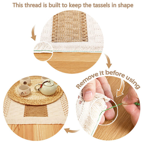Zology water hyacinth and corn husk mats provide a stable non-slip base.