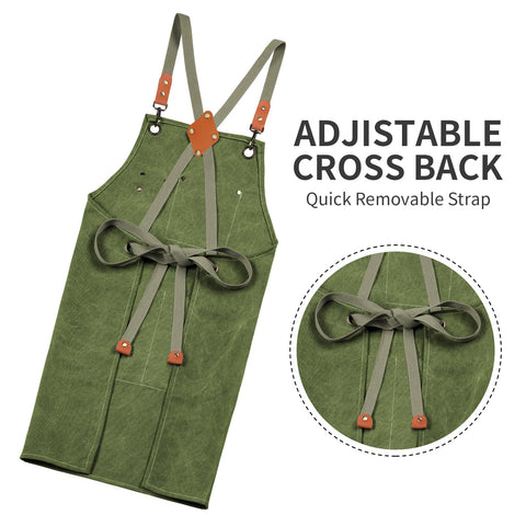 ZOMAO cross-back apron adjustable buckle showing durable hardware for long-lasting use.