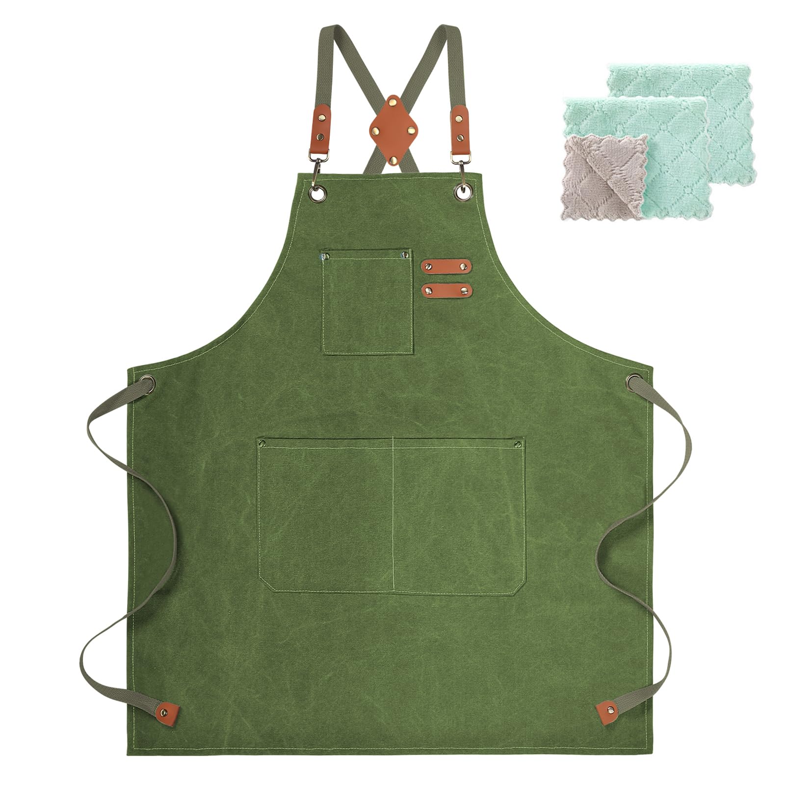 ZOMAO cross-back apron front view highlighting comfortable design for all-day cooking.