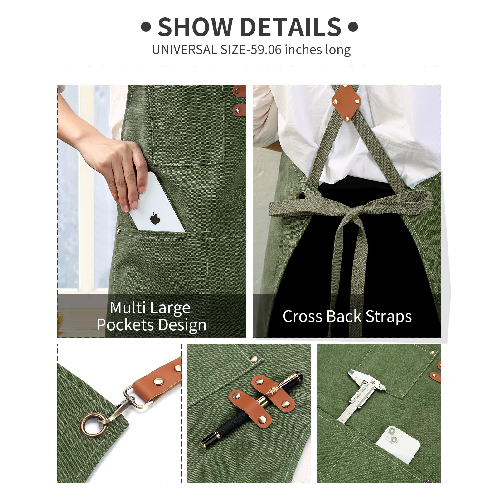 ZOMAO cross-back apron full coverage protecting clothing from spills and stains.