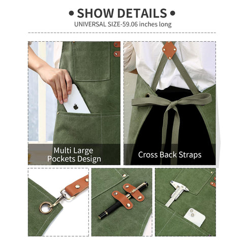 ZOMAO cross-back apron full coverage protecting clothing from spills and stains.