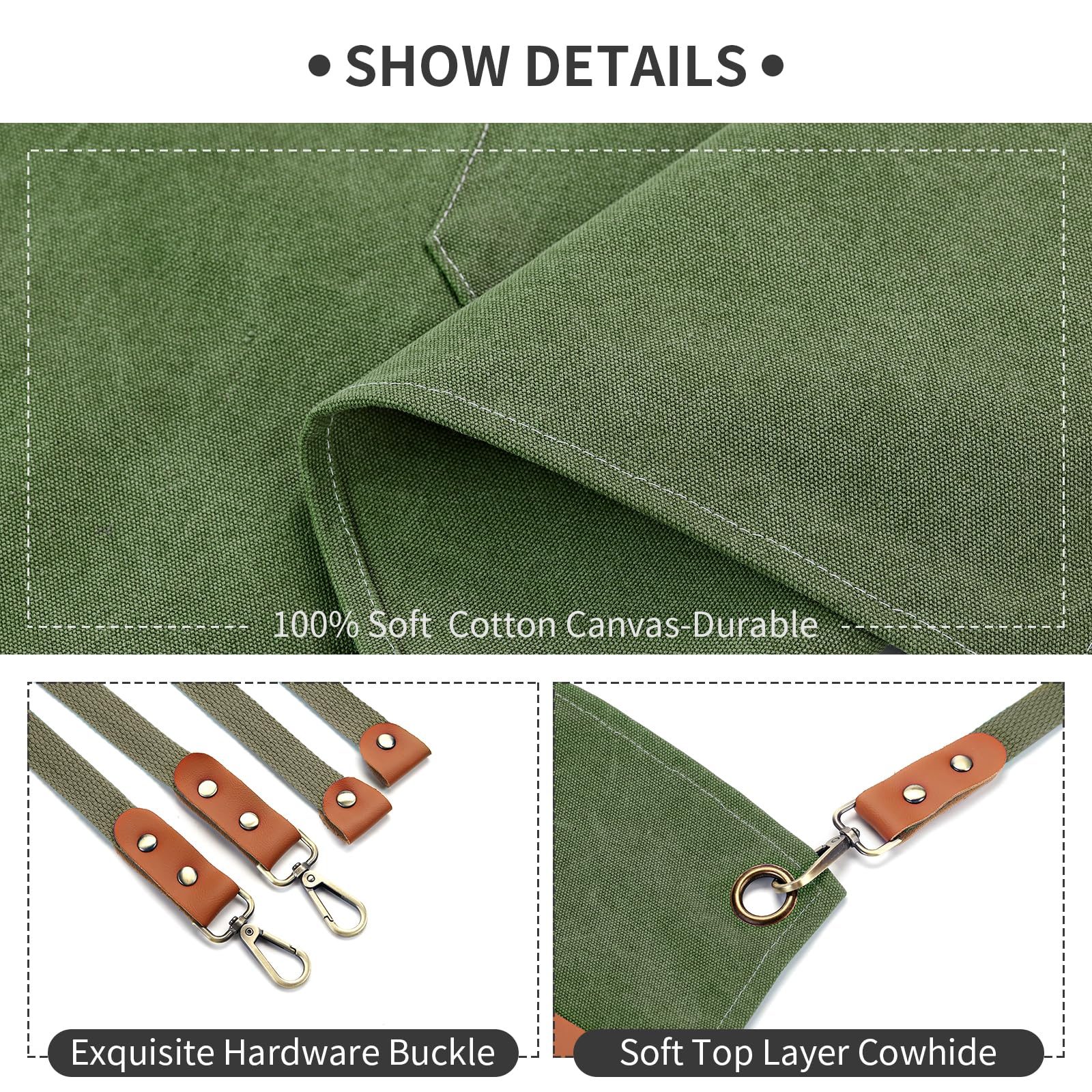 ZOMAO cross-back apron large pockets with easy-access storage during tasks.