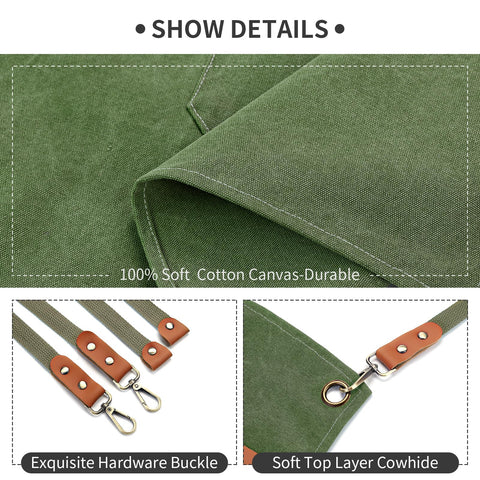ZOMAO cross-back apron large pockets with easy-access storage during tasks.
