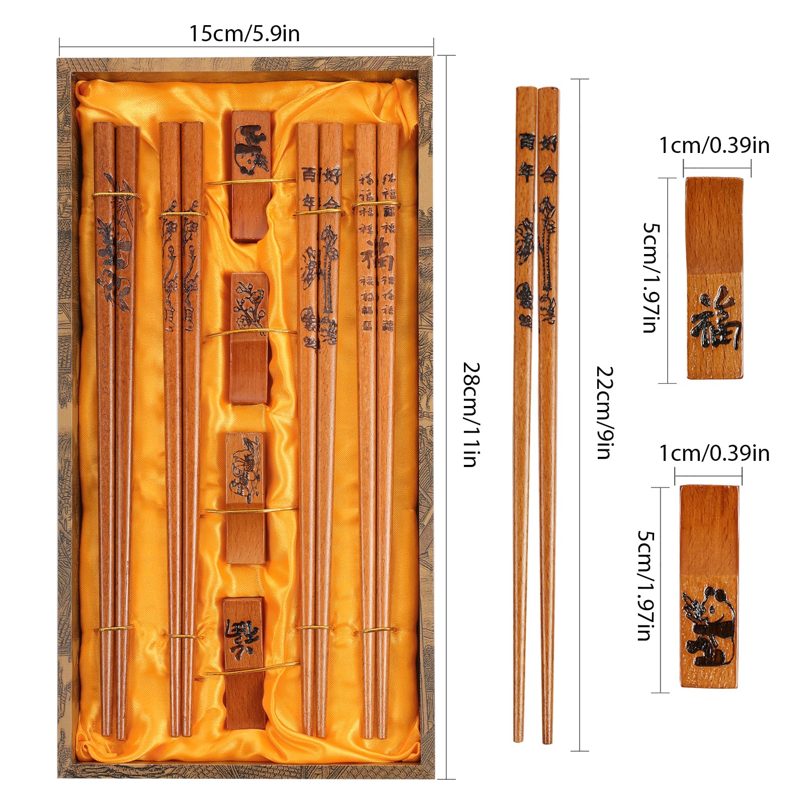ZOMCHAIN chopsticks feature Chinese-pattern tops for elegant dining
