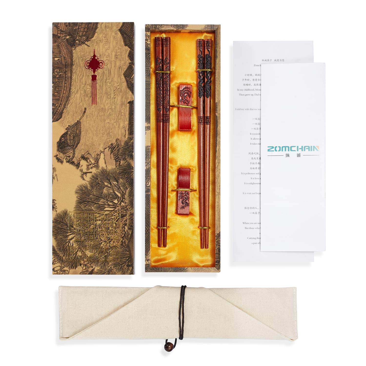 ZOMCHAIN dining on the go with a complete chopsticks set