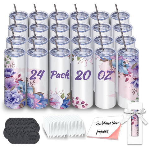 Zonegrace 24-pack sublimation tumblers in box, ready for personalized gifts.