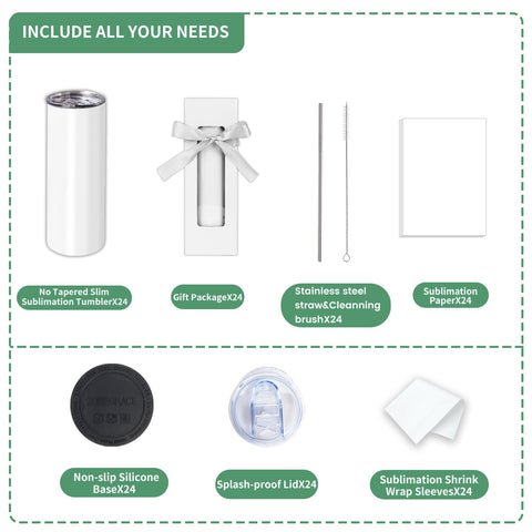 Zonegrace tumblers unboxed, showcasing bulk sublimation ready design options.