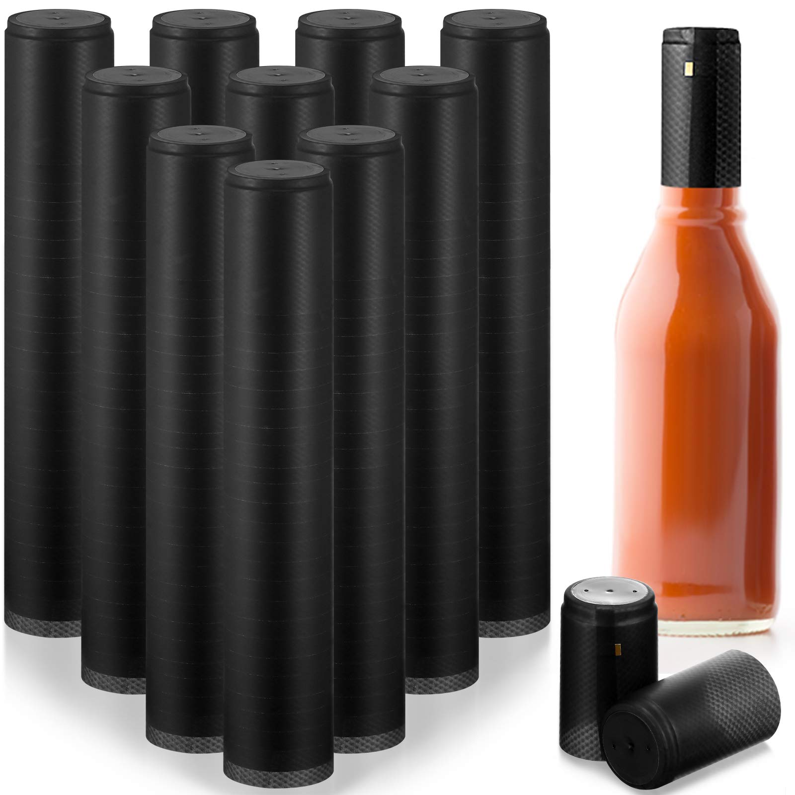 Zonon PVC heat shrink capsule on 5 oz woozy bottle top for a refined seal.