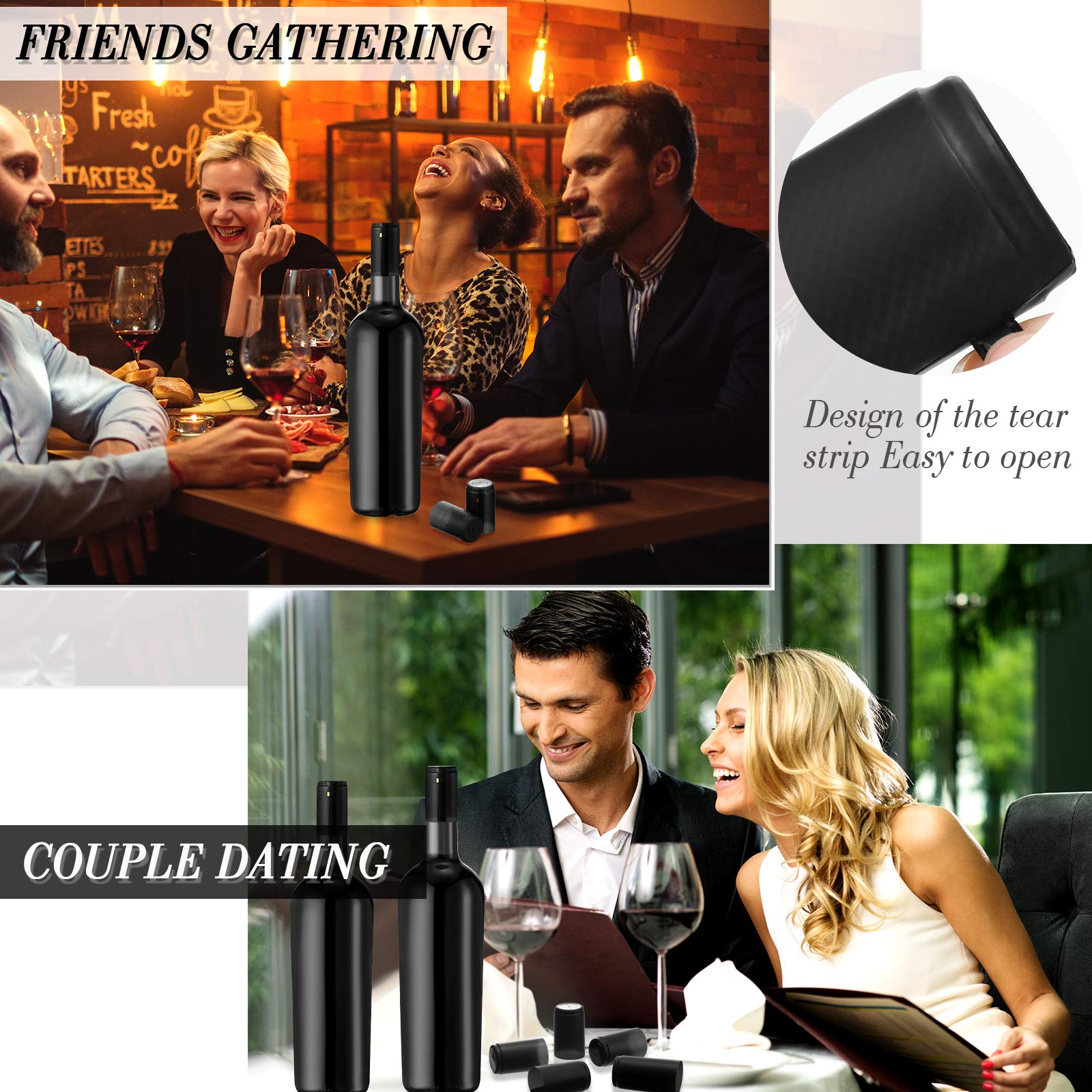 Zonon black capsule on wine bottle enhances appearance and integrity.