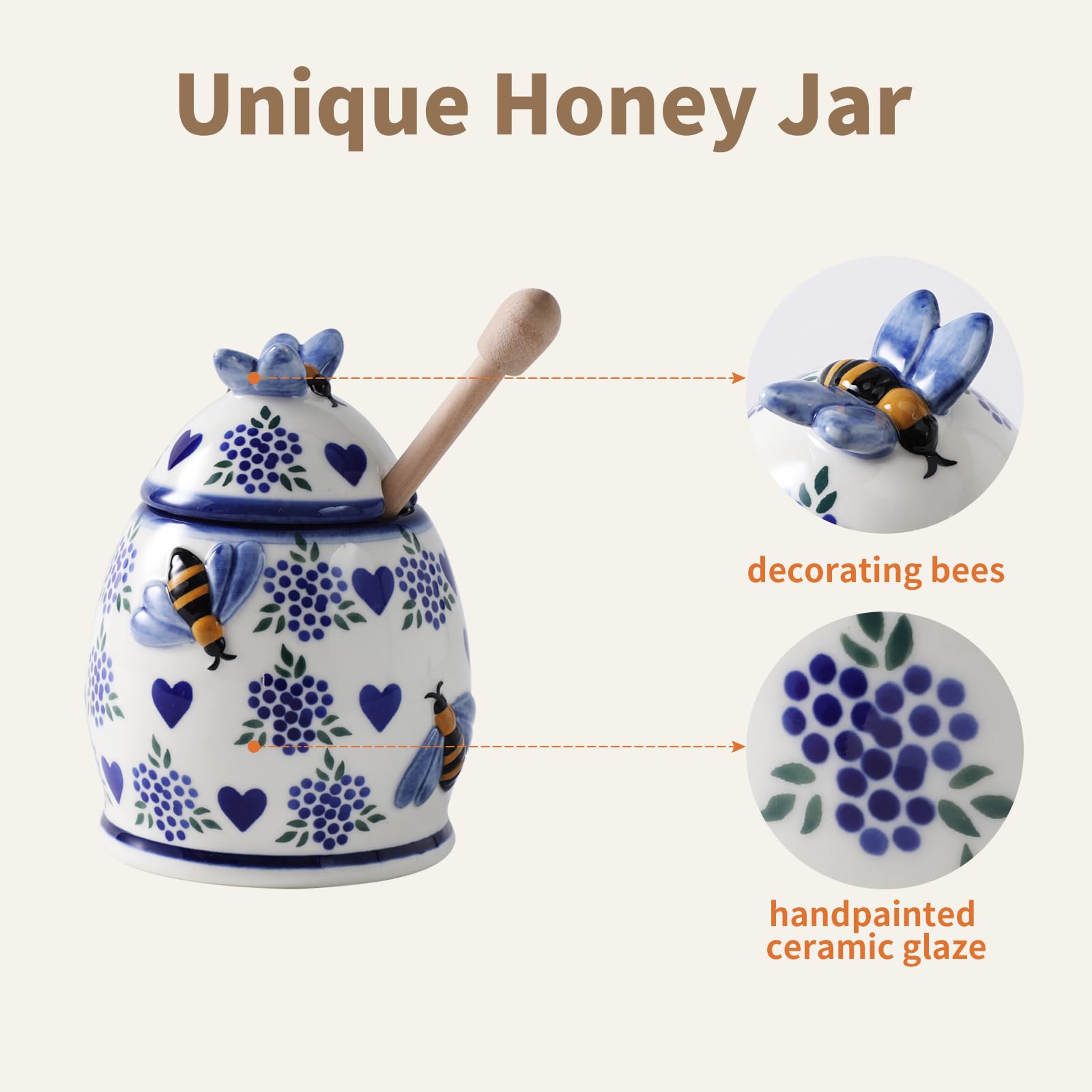 ZOOBEE no-drip honey pot design prevents sticky mess on the table.