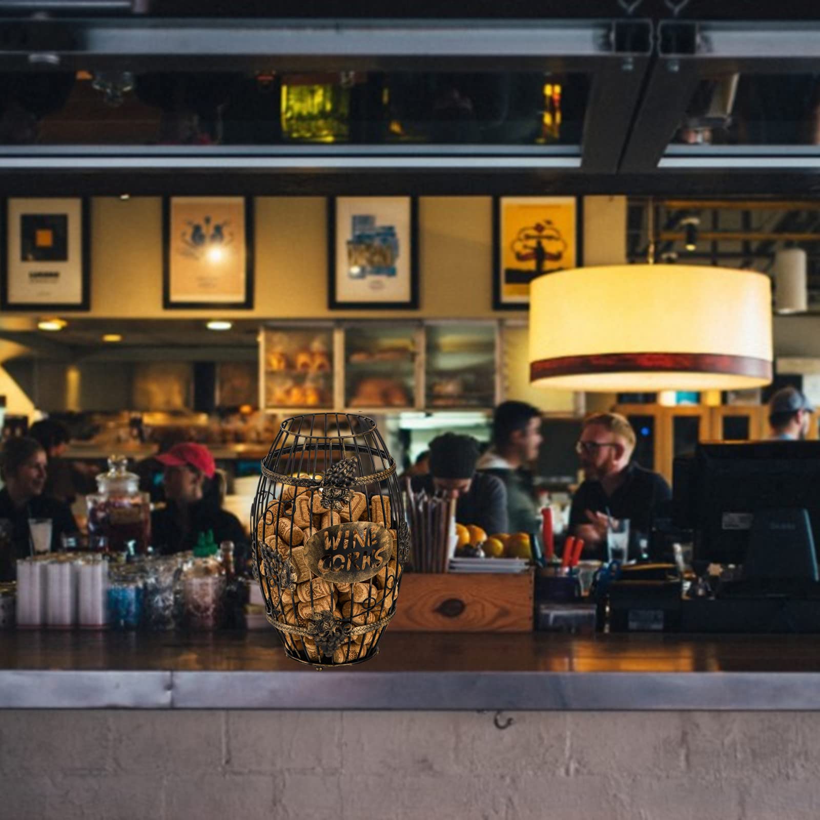 ZOOFOX barrel cork holder with top opening for easy filling and cork storage