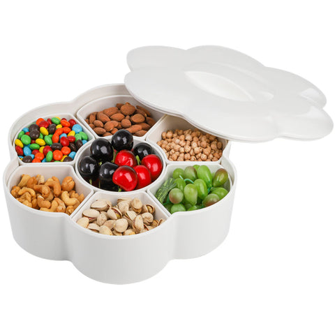 ZOOFOX divided serving dish with lid showing seven compartments for snacks