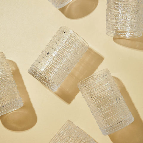 ZOOFOX embossed design glasses add retro elegance to table settings.