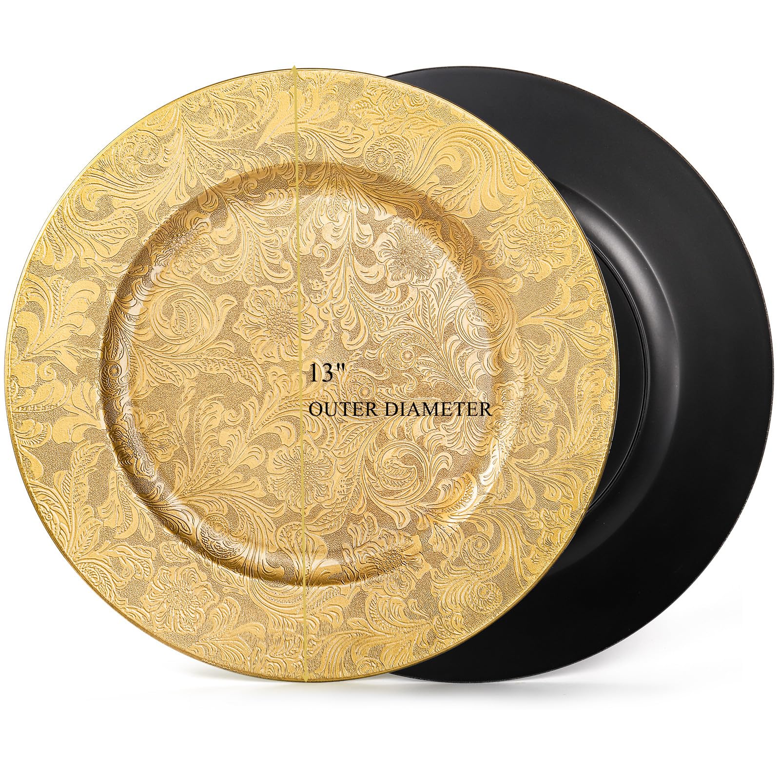 ZOOFOX floral pattern gold charger with vintage-inspired design