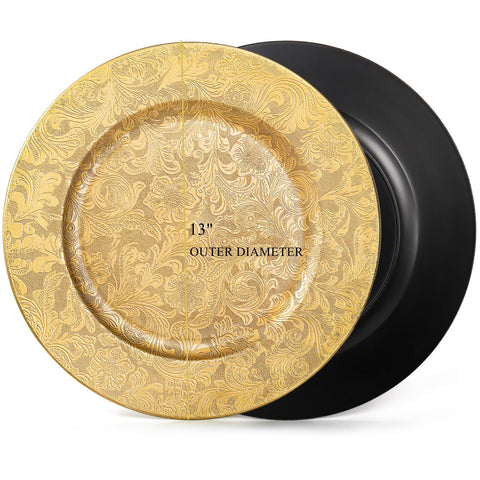 ZOOFOX floral pattern gold charger with vintage-inspired design