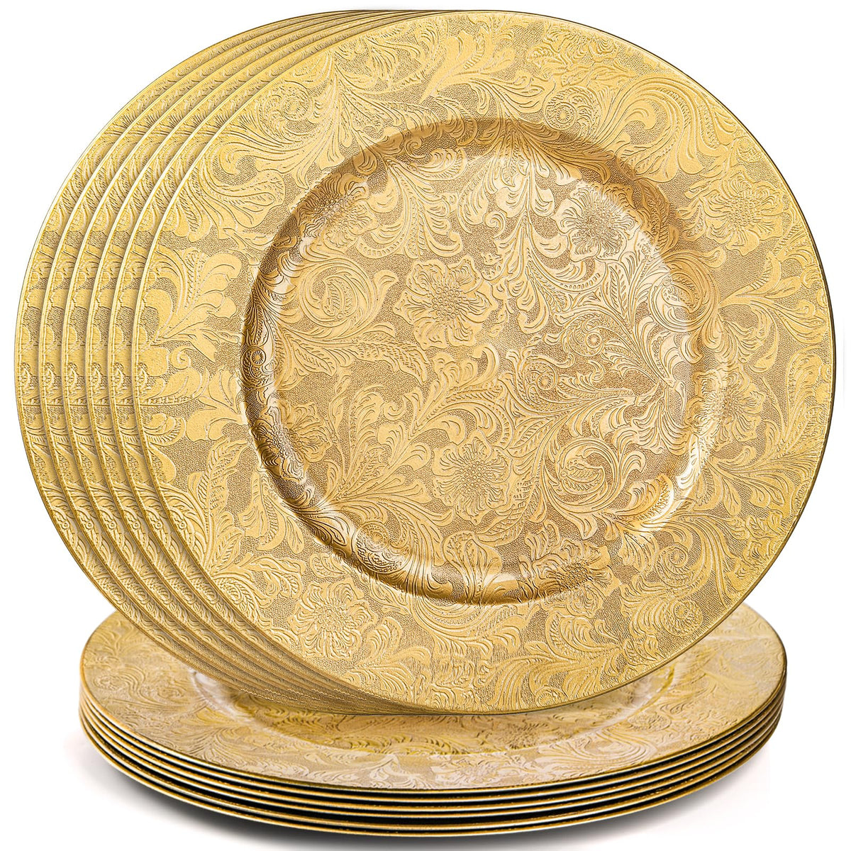 ZOOFOX gold charger plate, 13-inch diameter adds luxe framing to dinnerware