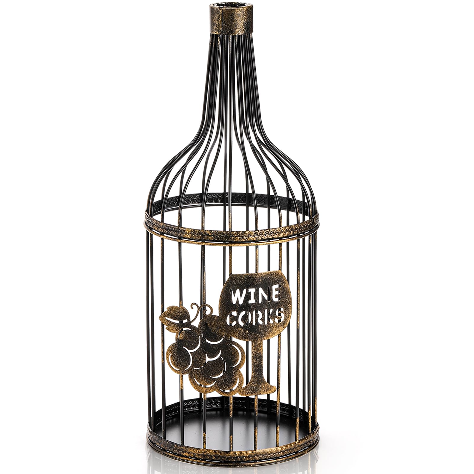 ZOOFOX metal wine cork holder top view with ample cork storage.