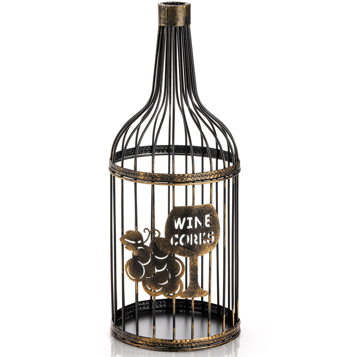ZOOFOX metal wine cork holder top view with ample cork storage.