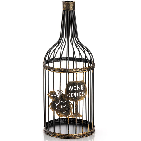 ZOOFOX metal wine cork holder top view with ample cork storage.