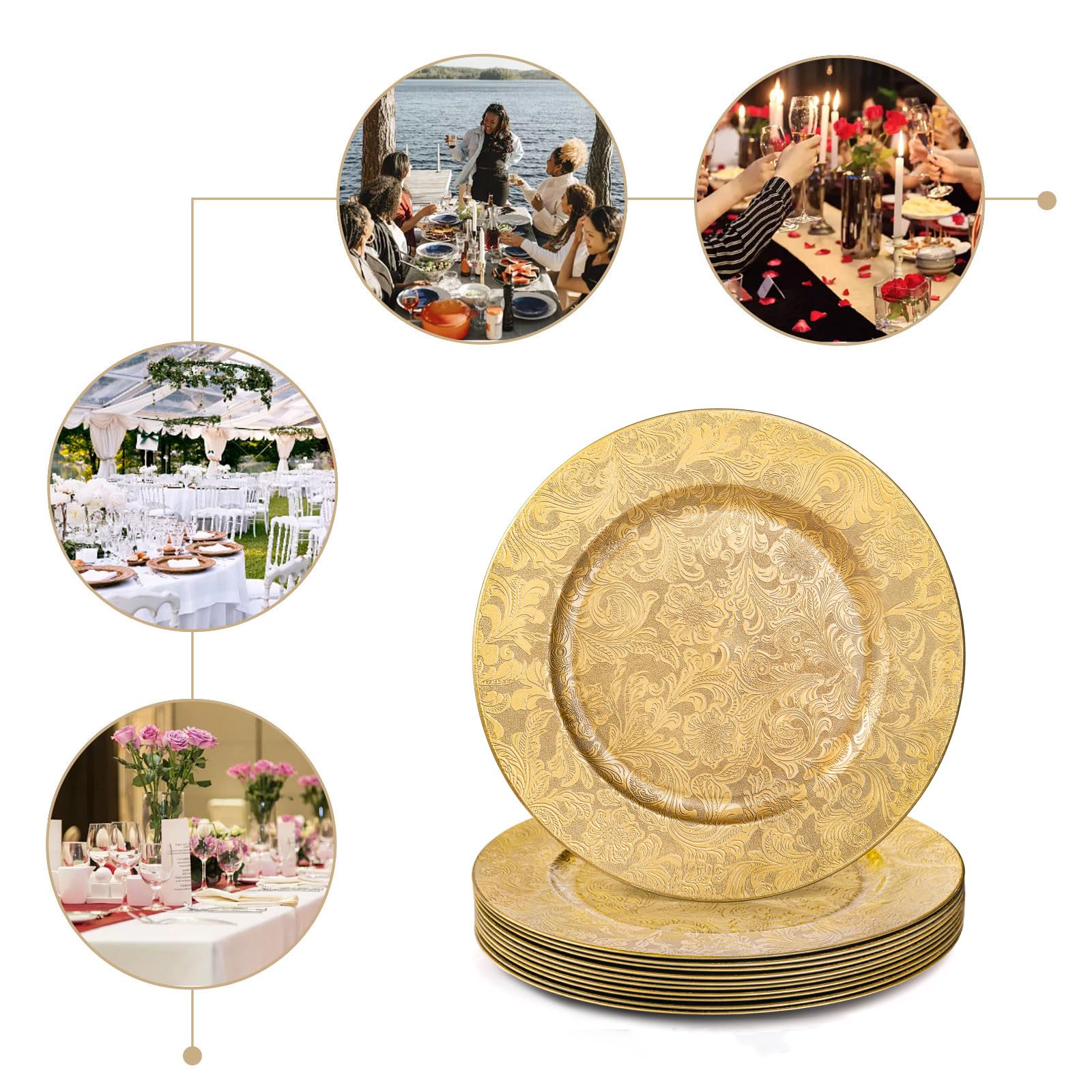 ZOOFOX round plastic charger plate, durable and chip-resistant