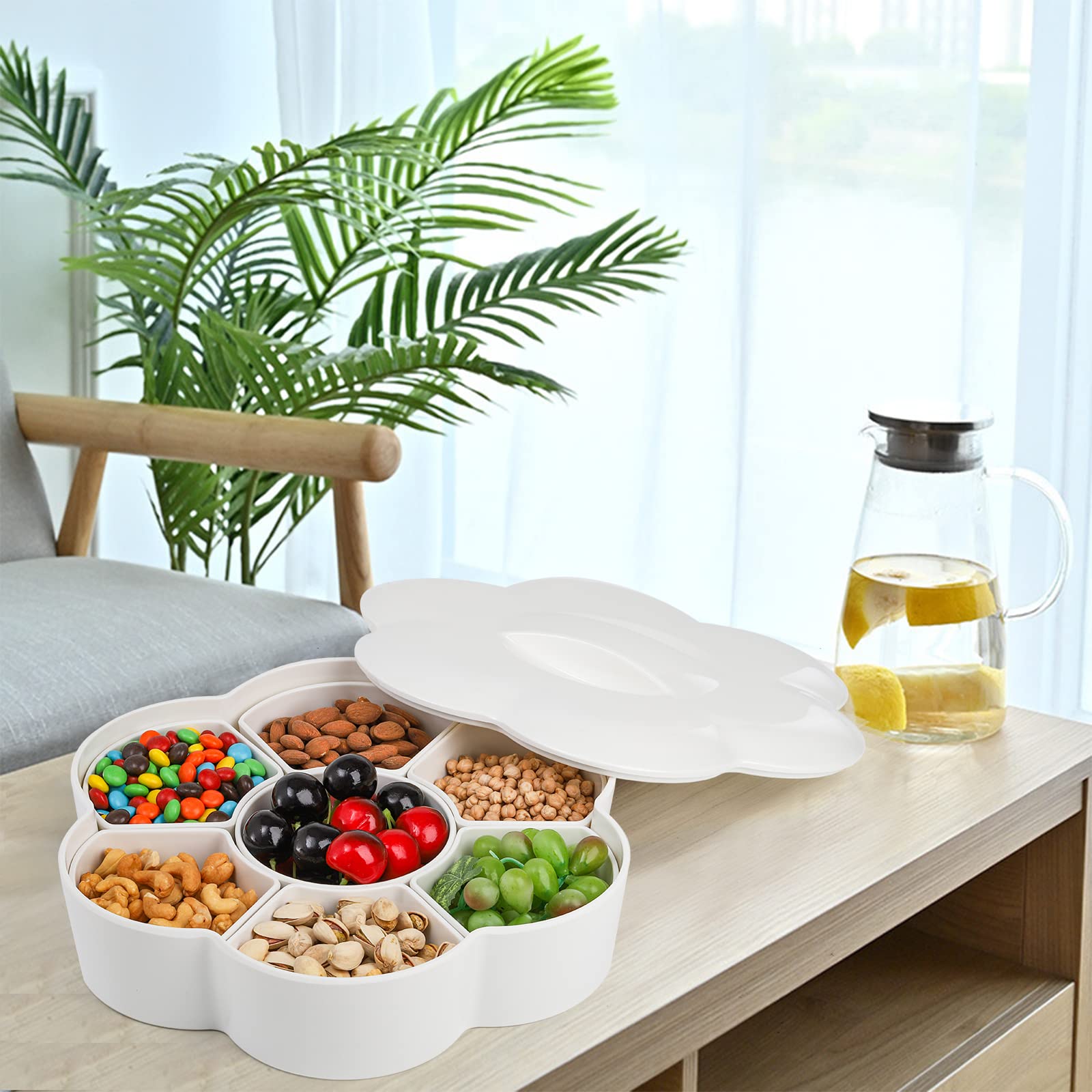 ZOOFOX 12.6-inch round serving tray in use for chips and dips