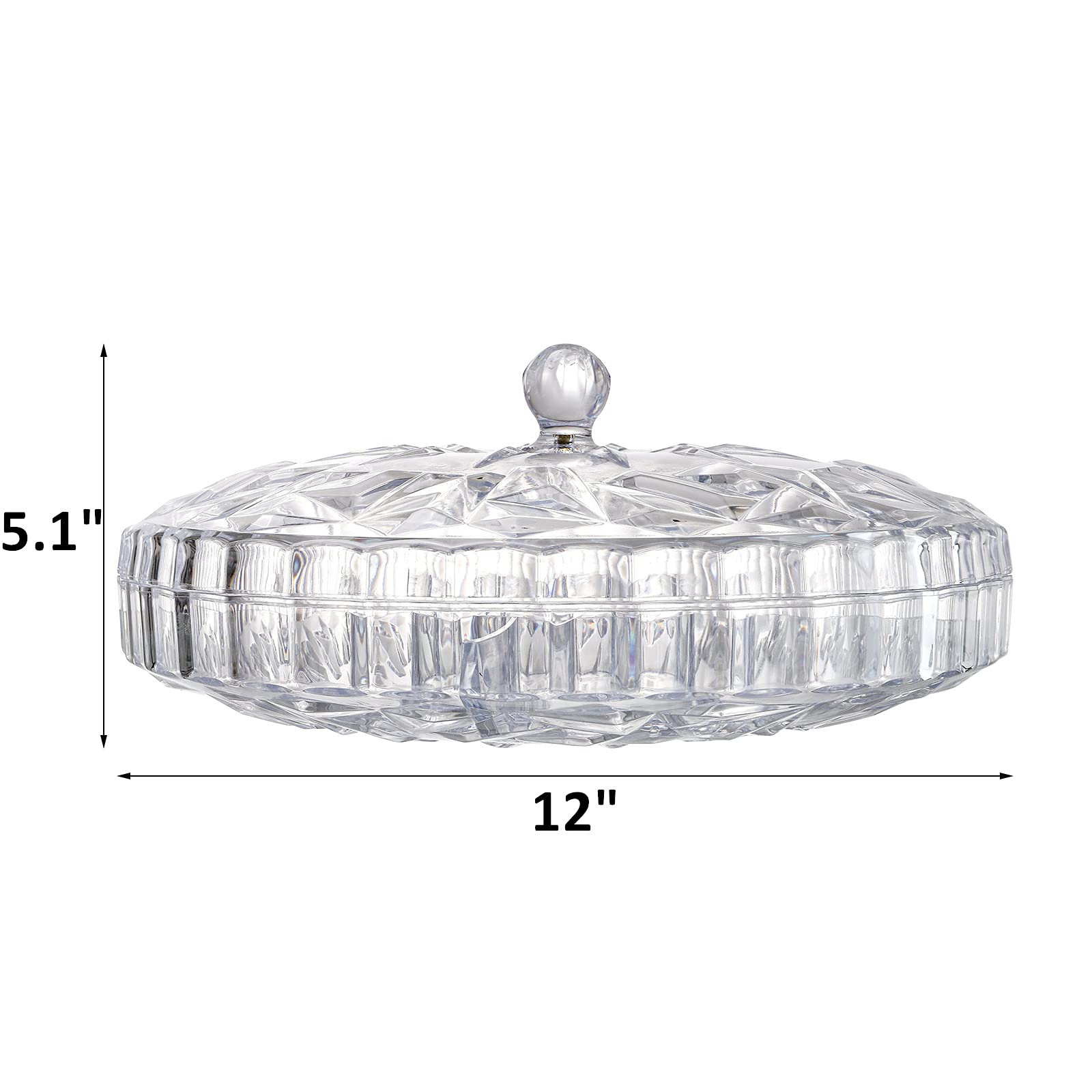 ZOOFOX round tray with six compartments organizes nuts, fruits, and treats for gatherings.