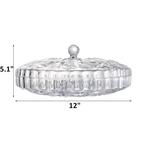 ZOOFOX round tray with six compartments organizes nuts, fruits, and treats for gatherings.