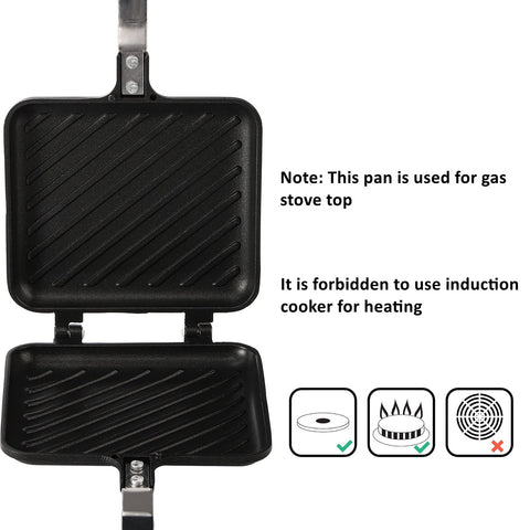 ZOOFOX sandwich maker closed-latch design for safe stovetop grilling