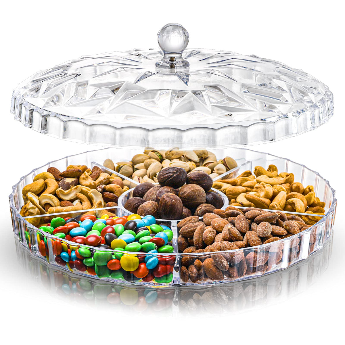 ZOOFOX snack tray with lid keeps 12-inch presentation neat and protected.