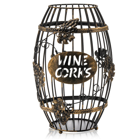 ZOOFOX wine cork holder barrel design showcases rustic charm for kitchen decor