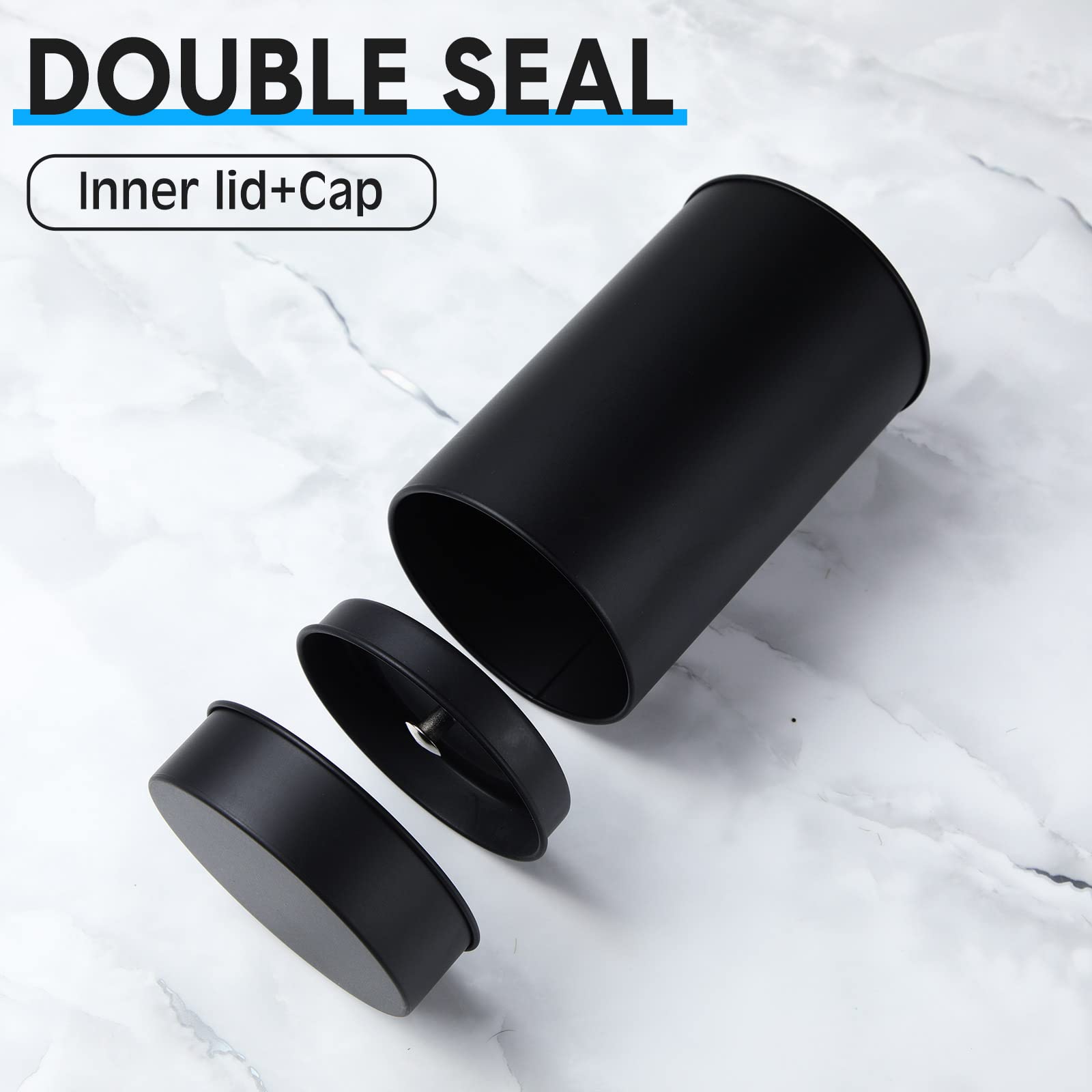 Zopeal black round tea tin collection for loose leaf tea