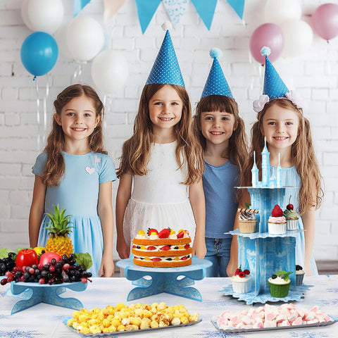 Zopeal blue castle snowflake decor elevates table centerpiece