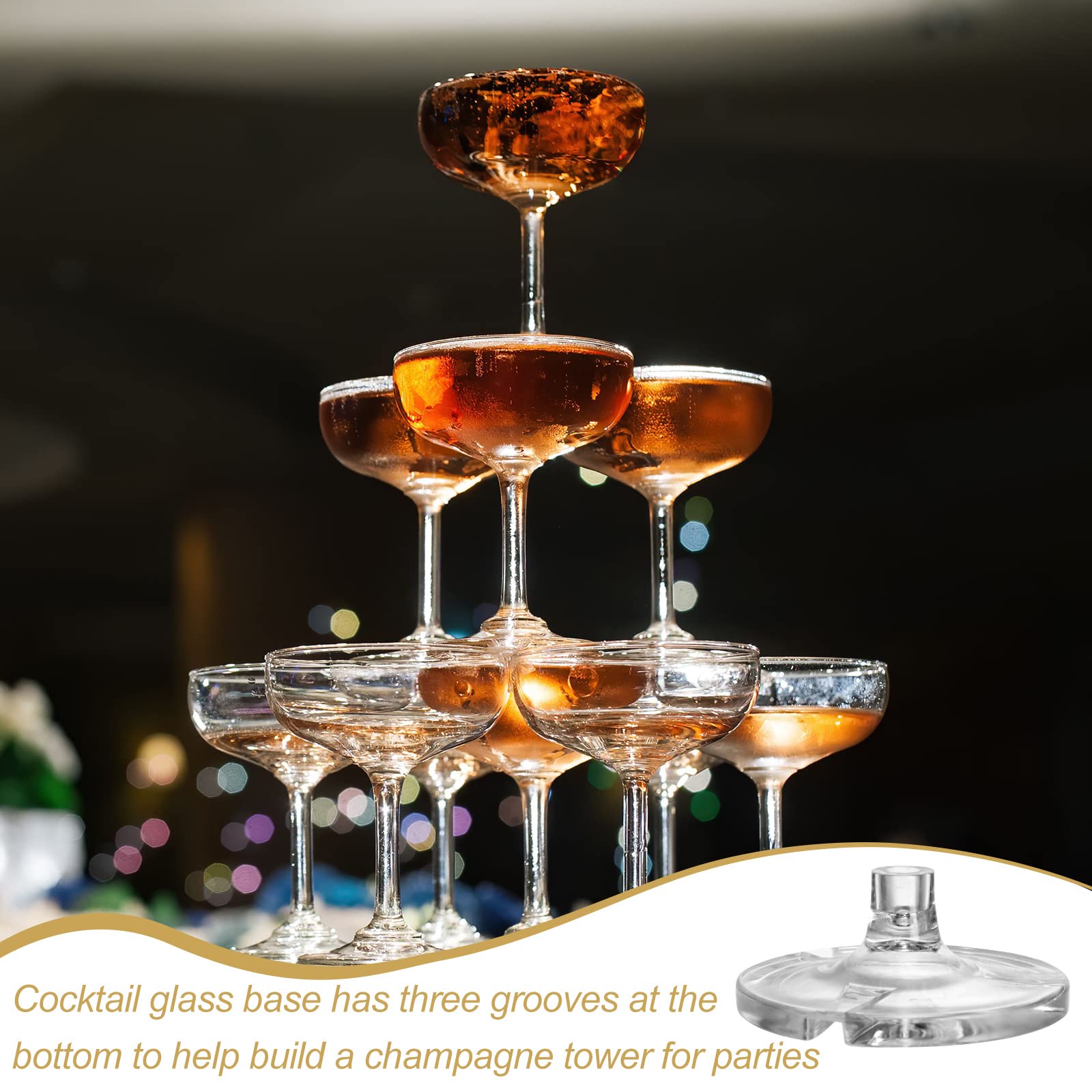 Zopeal stackable champagne coupe plastic, saves storage space.