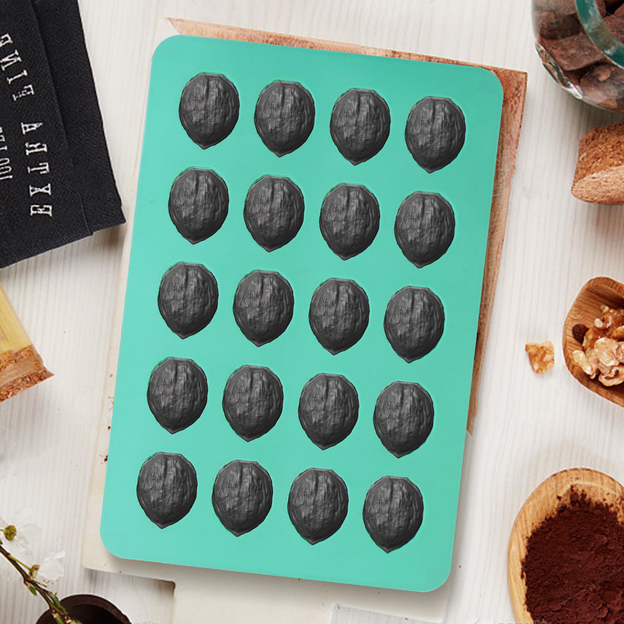 Two-pack display of Zorazio walnut molds showing compact storage and versatility