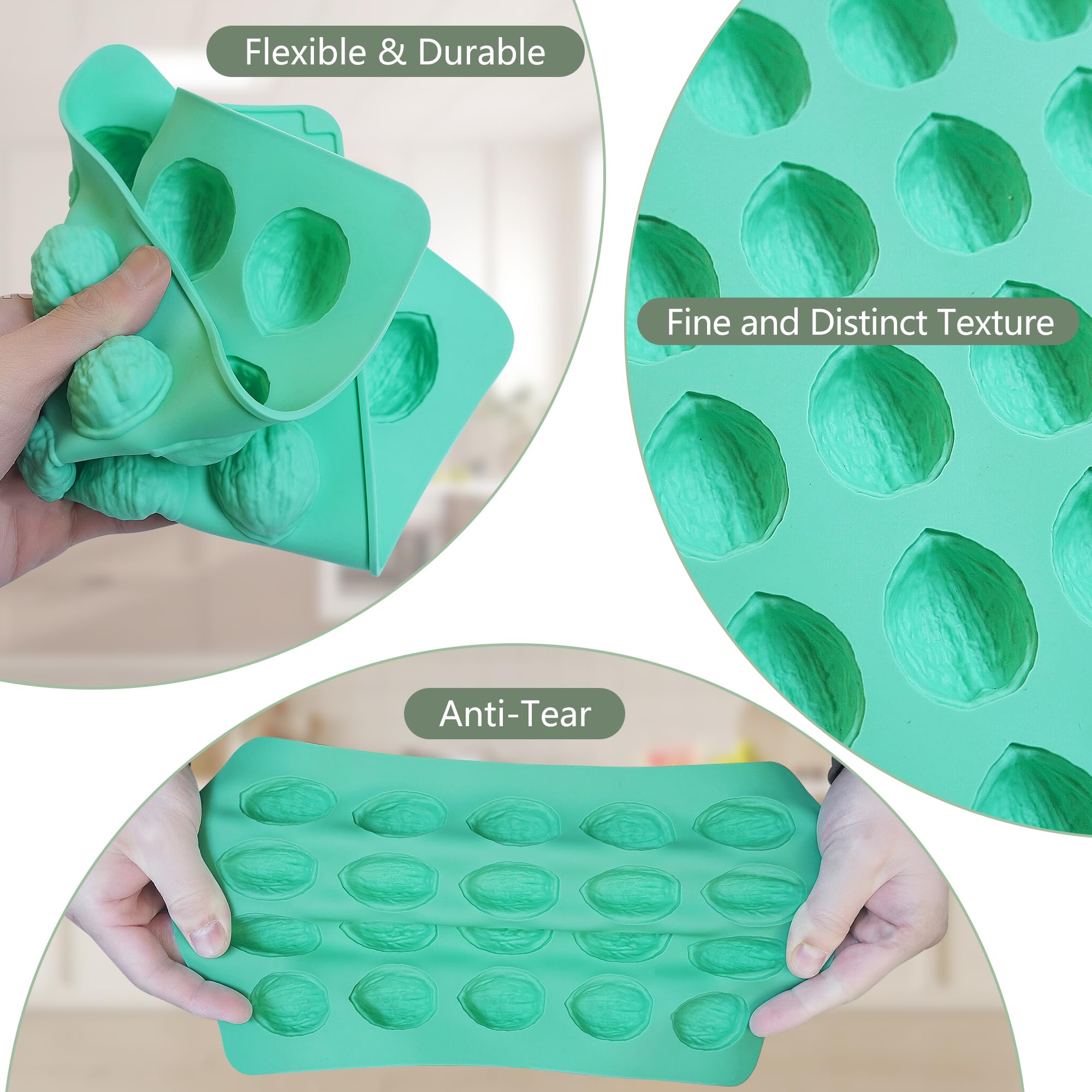 Cookies demold easily from the flexible Zorazio walnut silicone mold