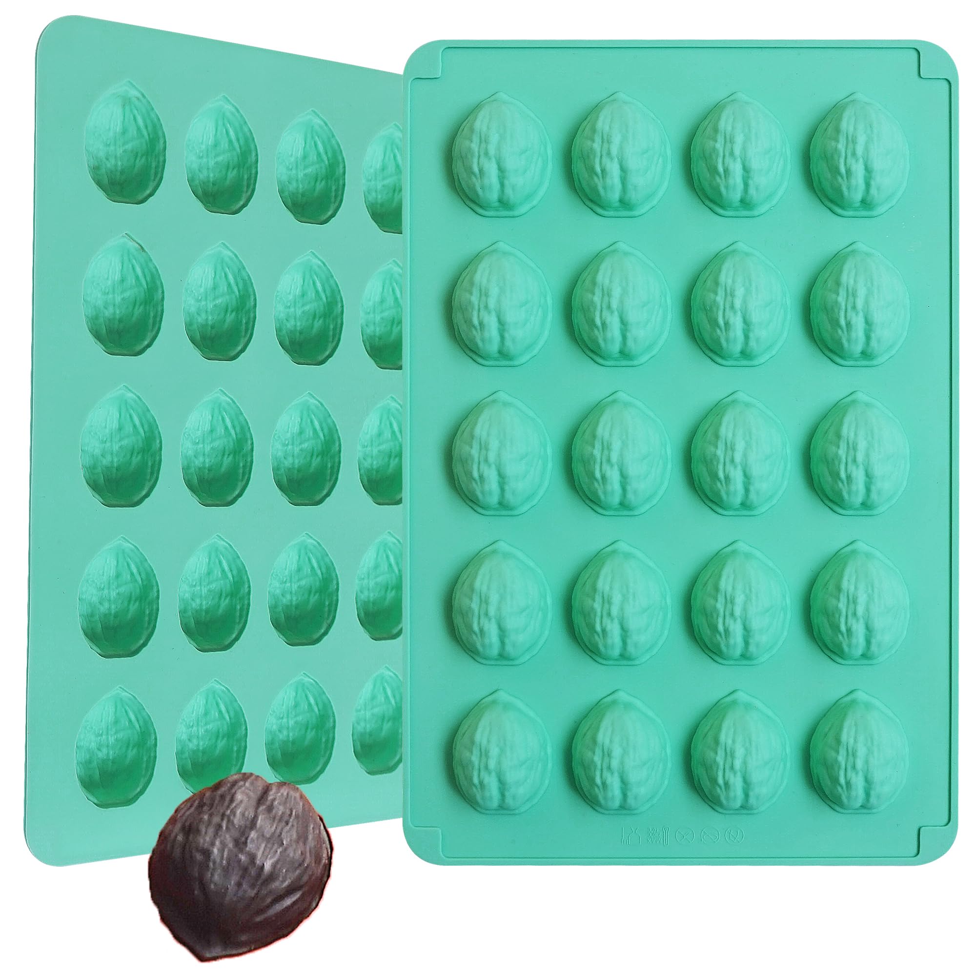 Zorazio walnut mold setup showing two-pack silicone trays ready for baking in the oven