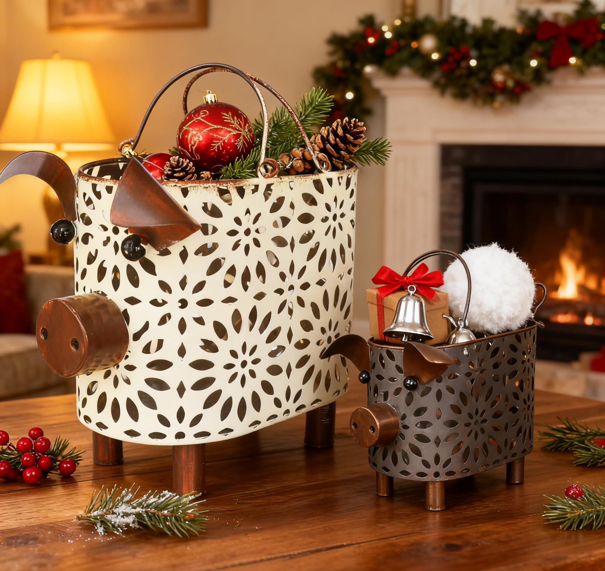 Zoreal decorative metal bathroom basket adds charm and clutter-free display.
