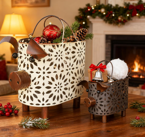 Zoreal decorative metal bathroom basket adds charm and clutter-free display.