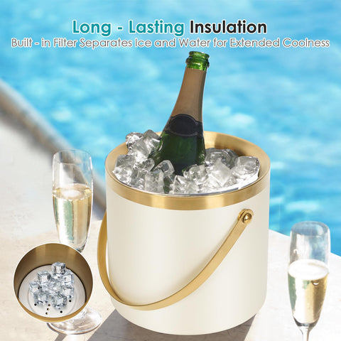 ZORMY ice bucket with lid and handle for easy carrying.