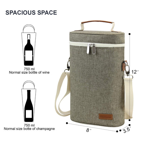 ZORMY two-bottle capacity ideal for wine or champagne on the go.