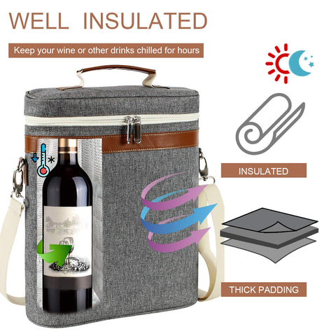 ZORMY wine tote interior with insulated lining to keep bottles cool