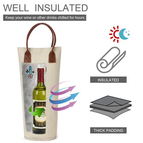 ZORMY wine tote padded interior protects bottle during transport.